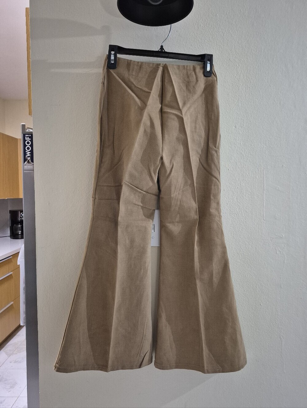 Vintage Late 60s Early 70s Bell Bottom Pants Girls Size 12 Tan Brushed Denim - Picture 5 of 12